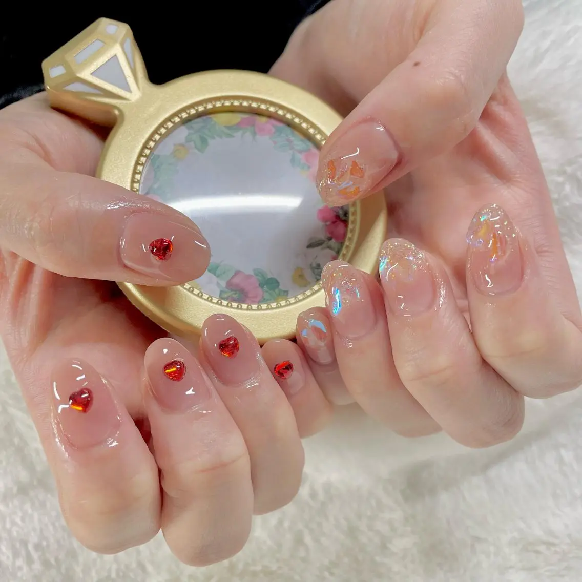 ネイル オーロラネイル ジェルネイル ハート J terrace Nailのネイルデザイン
