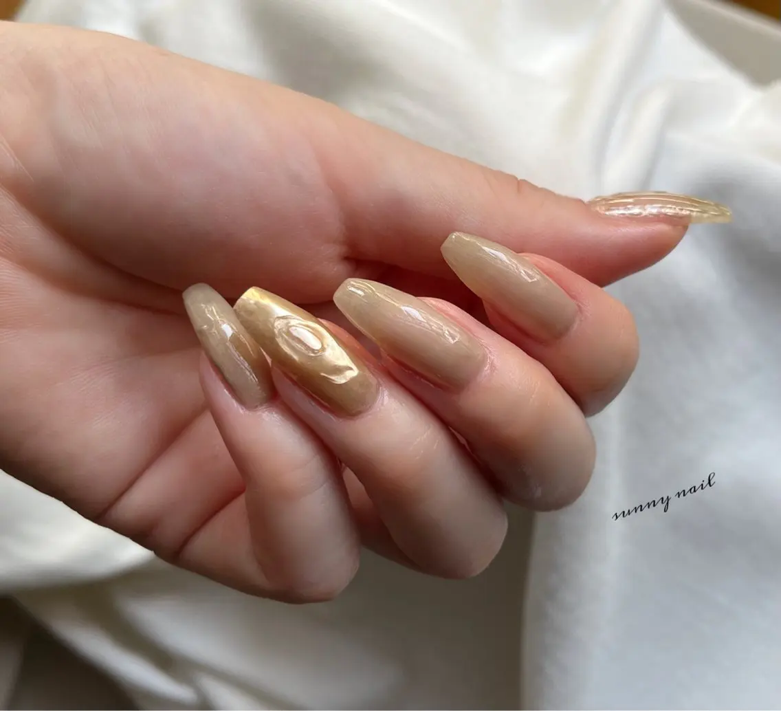 ネイル ゴールド ミラーネイル sunny nailのネイルデザイン