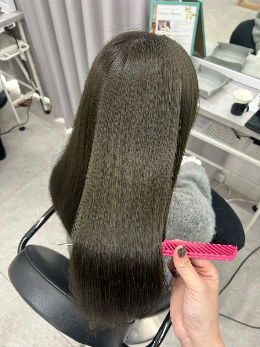 セミロング カラー 透明感カラー オレンジ 髪質改善/縮毛矯正 🫧RISA🎀のヘアスタイル