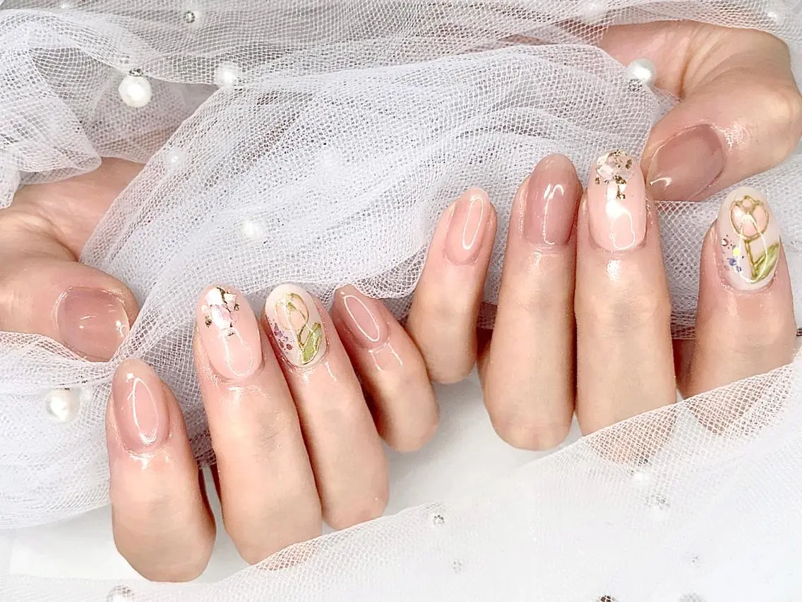ネイル I-nailロング /ワンホン/キラキラのネイルデザイン