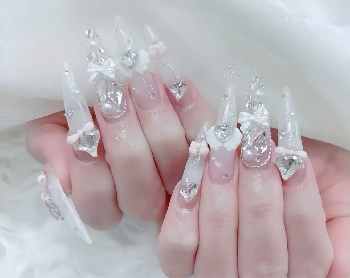 ネイル ブルー ジェルネイル ガーリー グラデーション グリーン ハンドネイル Rin Nail 新大久保店のネイルデザイン