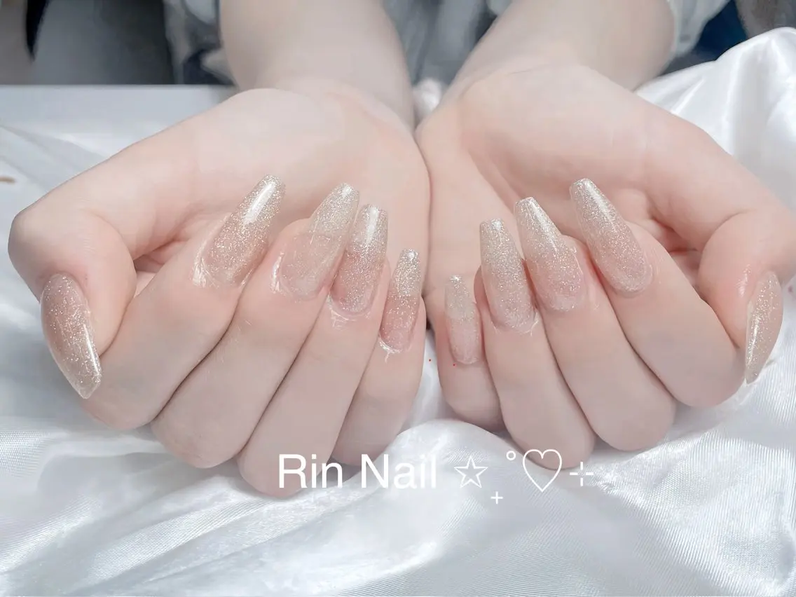 ネイル アートネイル 成人式 ロングネイル ニュアンスネイル スカルプネイル ハンドネイル Rin Nail 新大久保店のネイルデザイン