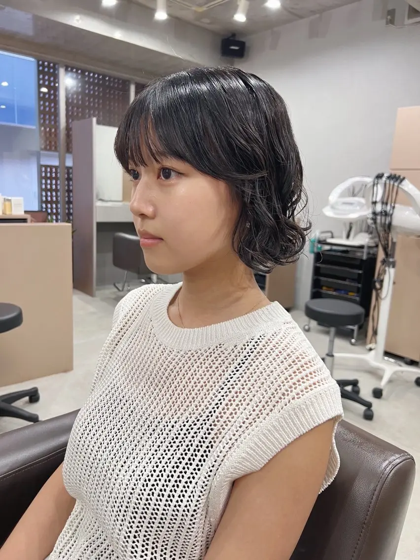 ショート パーマ カット パーマ トリートメント ボブパーマコテ巻き風 パーマNo1深江秀平のヘアスタイル