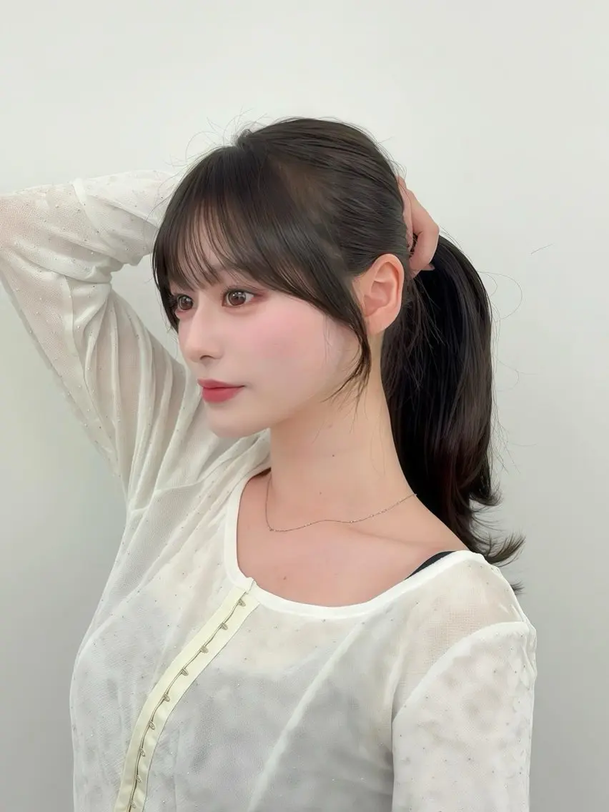 ロング カラー レイヤーカット 小顔カット カット ヘアカラー トリートメント 韓国ヘア/レイヤー/ 顔まわり足立遥奈のヘアスタイル