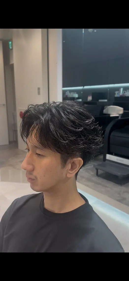 ショート パーマ メンズ フェザーパーマ メンズパーマ 似合わせパーマ🔥 河浪  大智のヘアスタイル