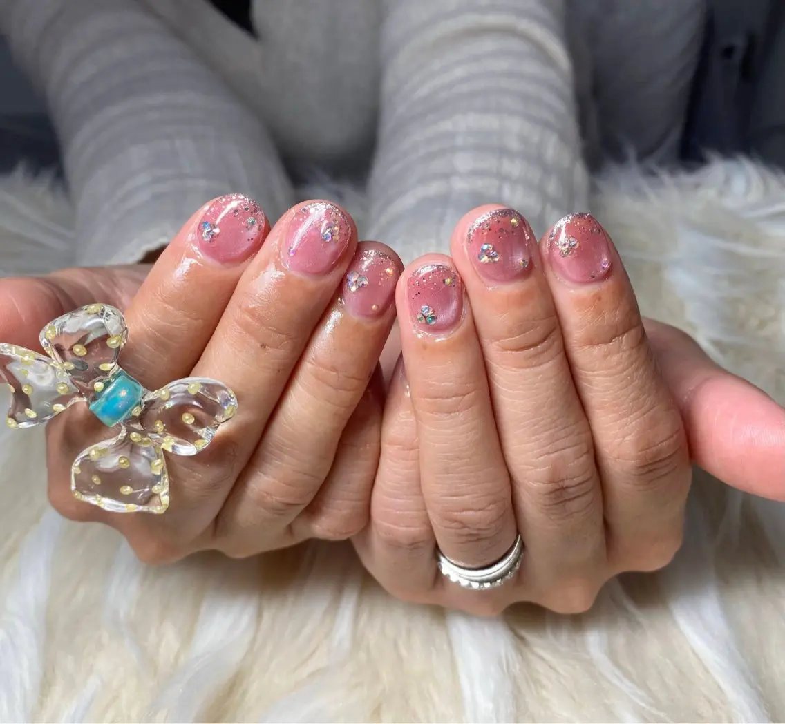 ネイル 長さ出し フラッシュネイル フレンチネイル ジェルネイル グラデーション ハンドネイル Nail&eye Belire 新宿のネイルデザイン