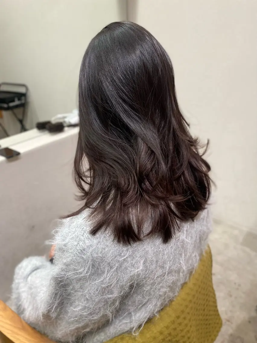 ミディアム カラー アッシュ ベージュカラー ラベンダーカラー 韓国風ヘア レイヤーカット カット ヘアカラー トリートメント Saki/レイヤー/ 韓国/透明感カラーのヘアスタイル