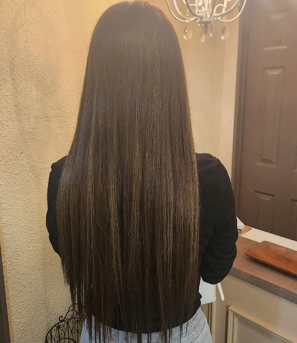 ロング ヘアアレンジ シールエクステ エクステ ロング カット エクステ 田井中 悠紀のヘアスタイル