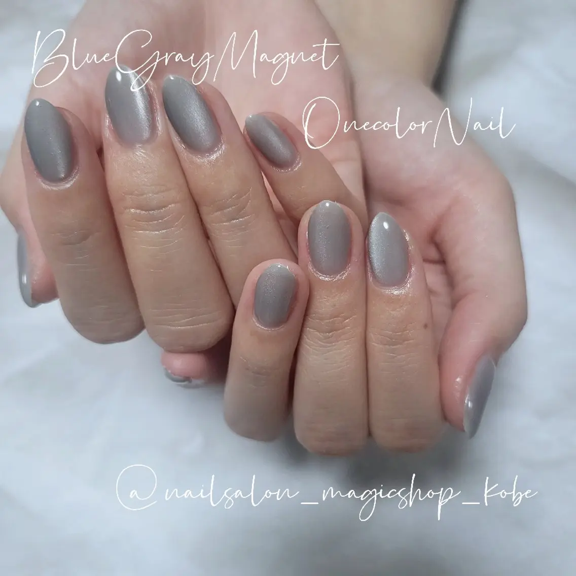 ネイル ブルー ジェルネイル マグネットネイル マグネットワンカラー ワンカラーネイル ハンドネイル Nailsalon MagicShopのネイルデザイン