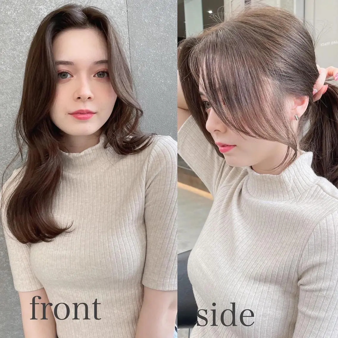 セミロング カット ヘアカラー トリートメント 山本翔一郎 韓国顔周りレイヤーのヘアスタイル