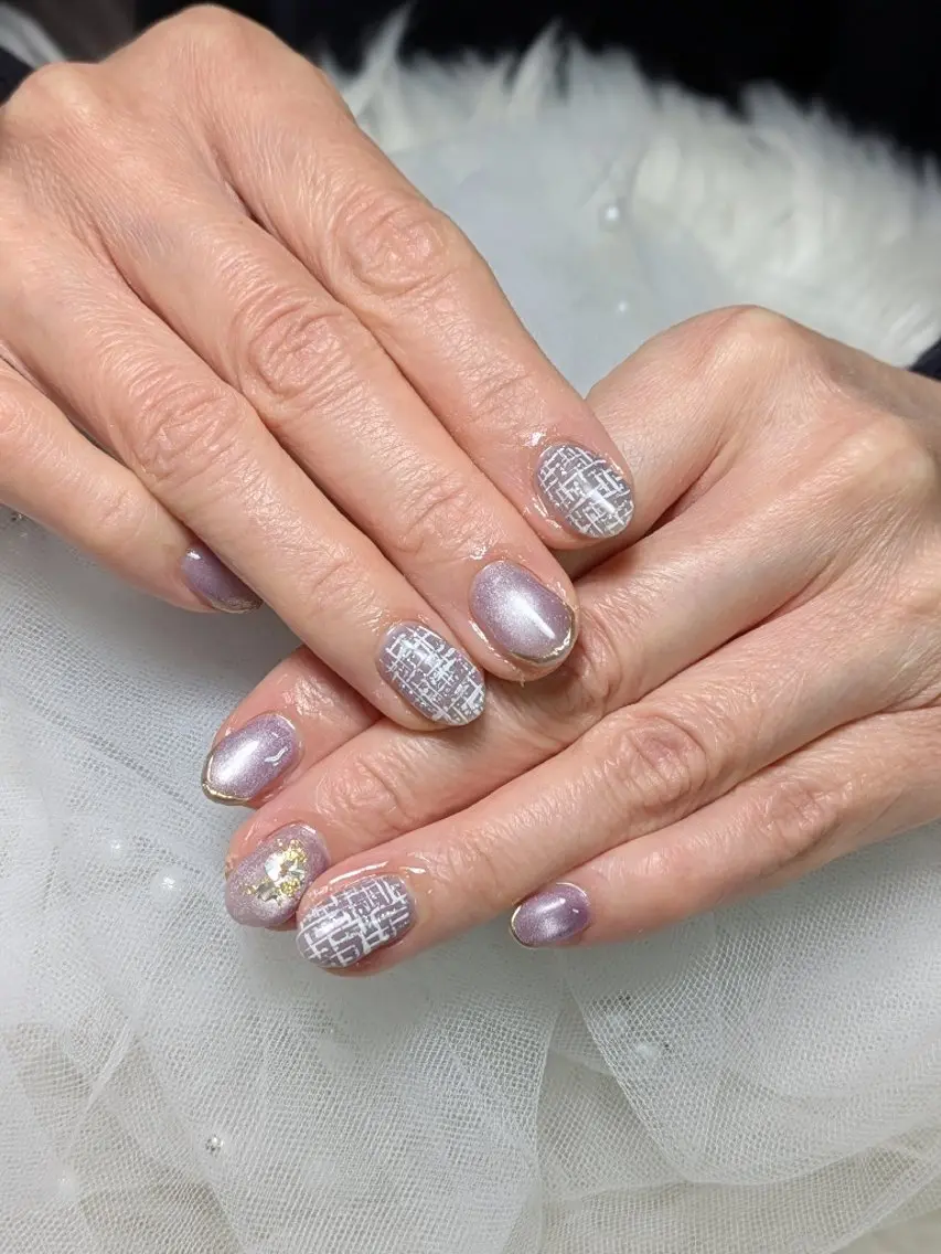 ネイル 春ネイル ツイードネイル ハンドネイル m&pPrivate nailsalonのネイルデザイン