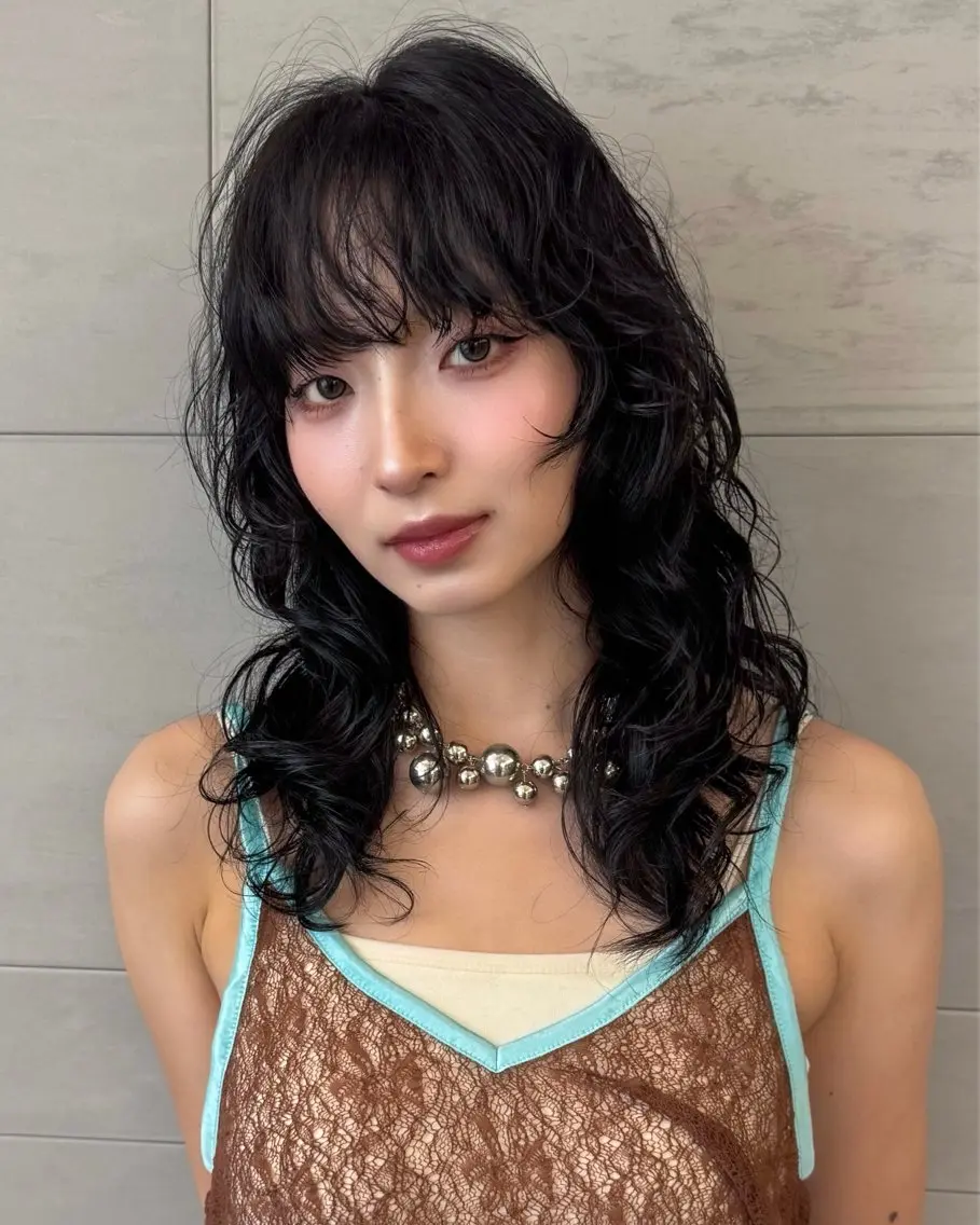 ロング パーマ レイヤーカット ロング デジタルパーマ 小田 晃瑛のヘアスタイル