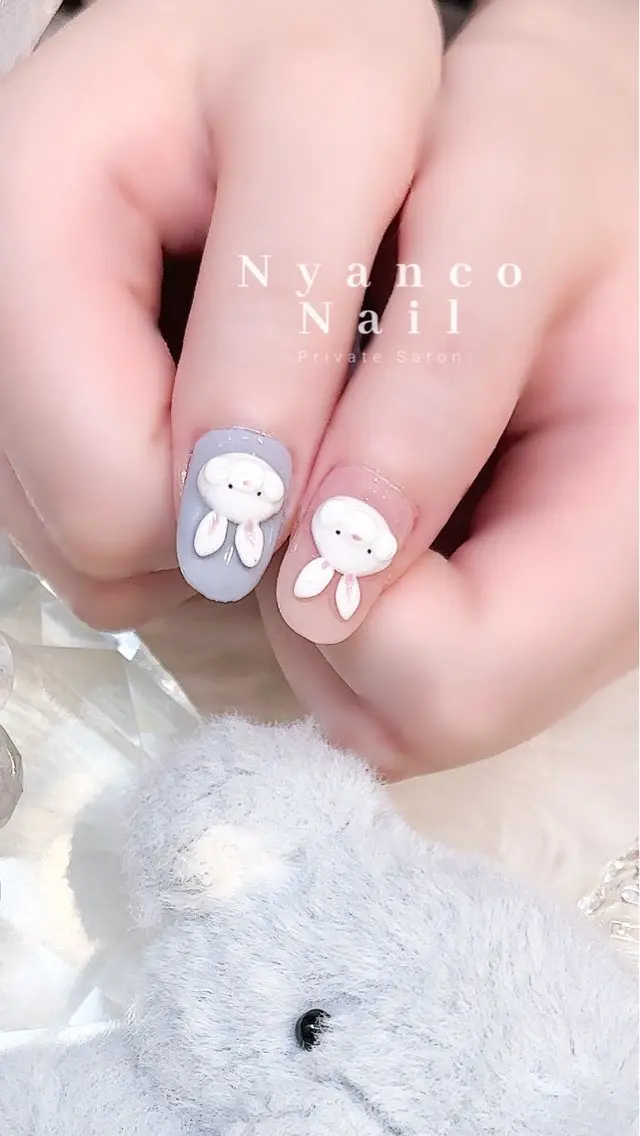 ネイル ジェルネイル 氷ネイル・うるうるネイル キラキラネイル 持ち込み 冬ネイル Nyanco Nailのネイルデザイン
