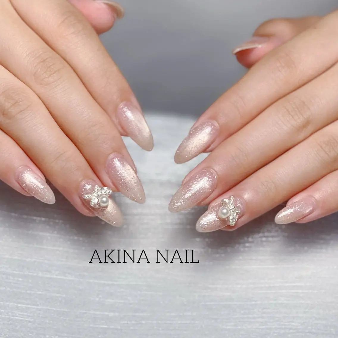 セミロング 韓国風ヘア ハンドネイル Akina Nail 亀戸のネイルデザイン