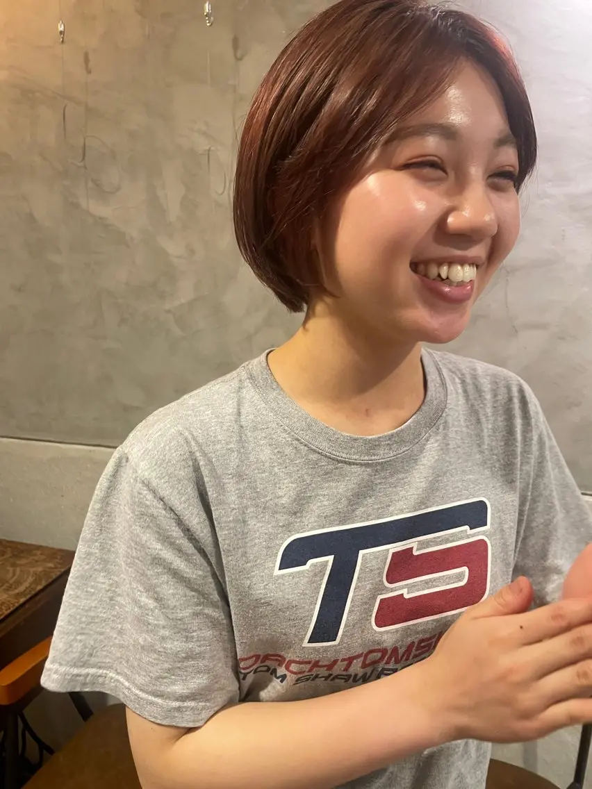 ミディアム カット ヘアカラー トリートメント ayane⭐️ボブ・ ショート・パーマのヘアスタイル
