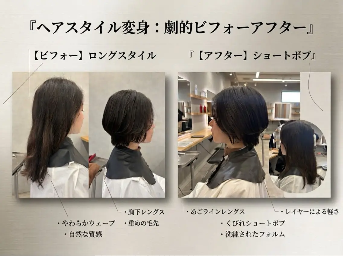 ショート カット ヘアカラー トリートメント ボブ/レイヤー 透明感／上尾/歩のヘアスタイル