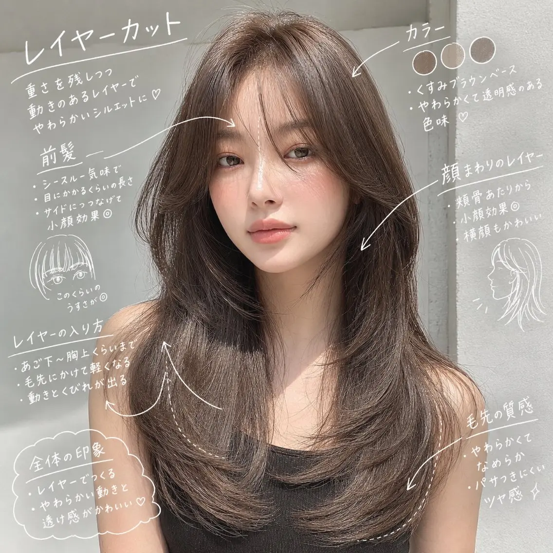 ロング カット ヘアカラー 髪質改善ストレート/ 透明感カラー🥣🤍のヘアスタイル