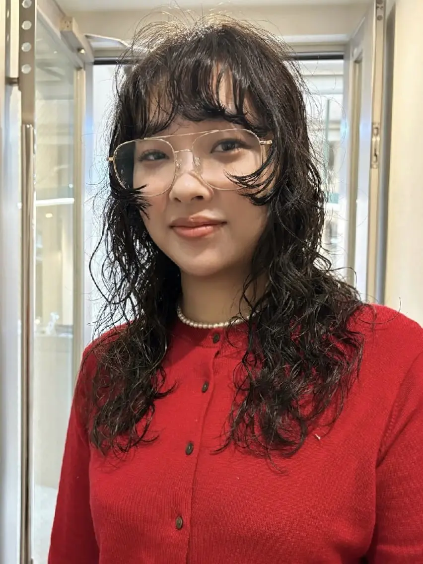 ロング パーマ 顔周りカット レイヤーカット パーマ 柏Perm/UC HIBORINAMIのヘアスタイル