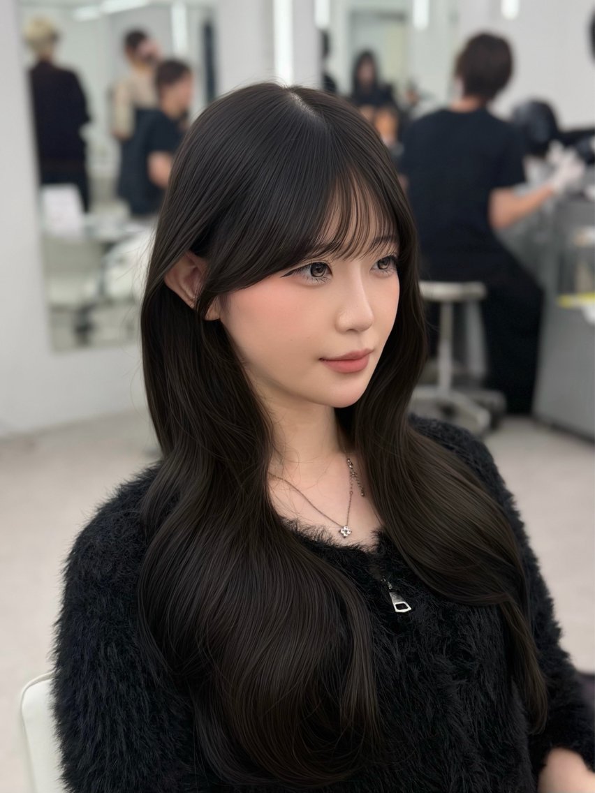 ロング カラー レイヤーカット 小顔カット カット ヘアカラー トリートメント 韓国ヘア/顔周り ヘアセット/加藤優里のヘアスタイル