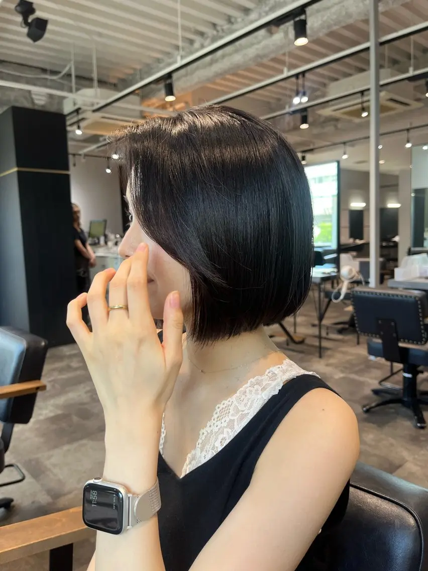 ミディアム カラー 切りっぱなしボブ ボブ 韓国風style ❤︎　古庄美月のヘアスタイル