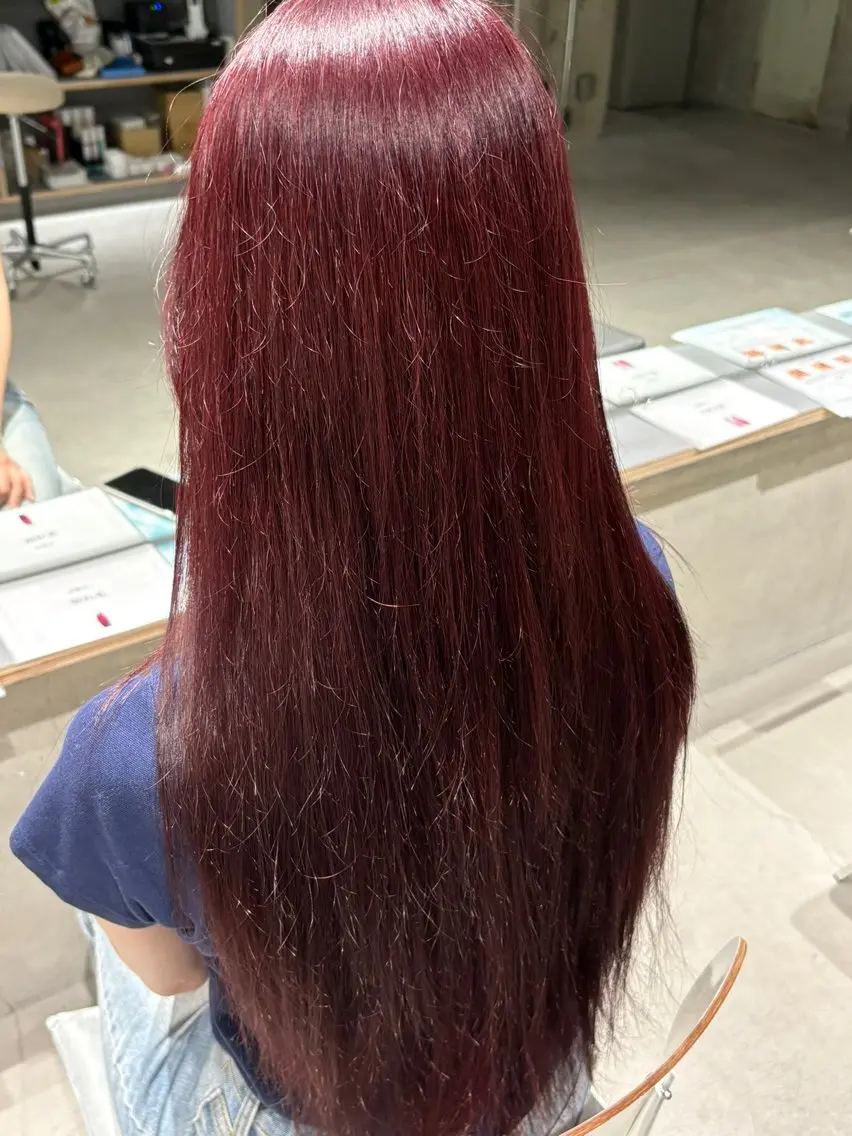 ロング カラー ブリーチ レッドカラー バイオレットカラー ヘアカラー 玉置七海✨ /透明感/髪質改善のヘアスタイル