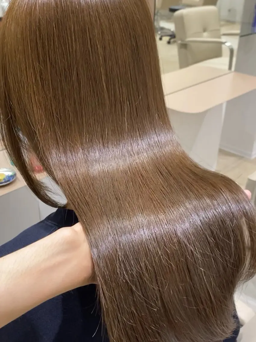 ロング 縮毛矯正 ヘアカラー オリーブ🌿ブリーチ なし◎Azusaのヘアスタイル