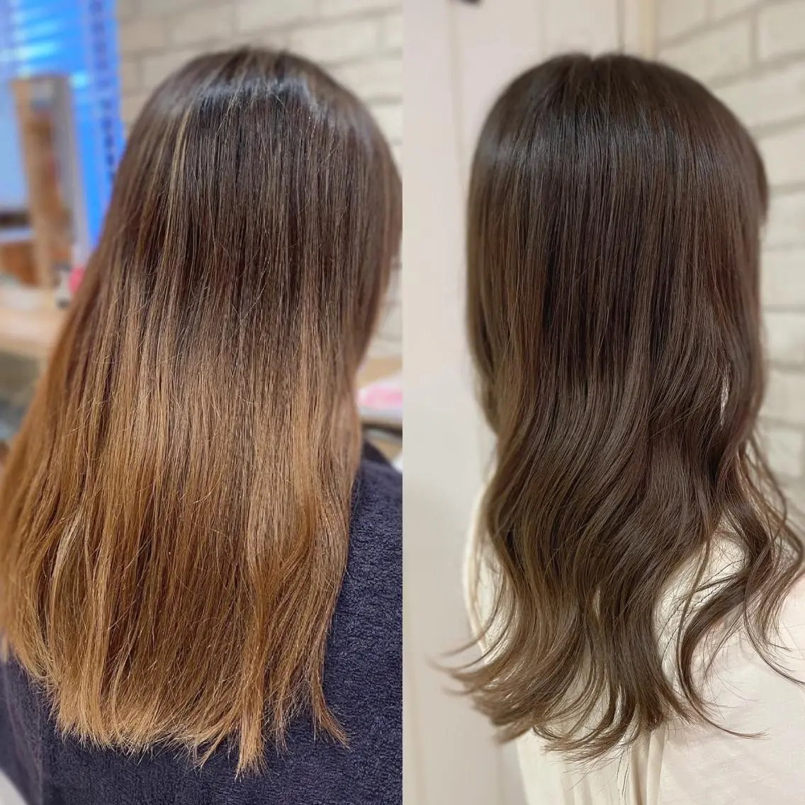セミロング カラー グレージュ ハイライトカラー ハイライト カット ヘアカラー トリートメント 清水 有実子のヘアスタイル