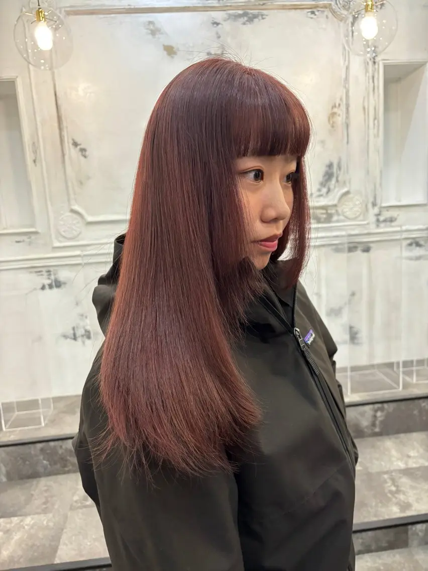 セミロング カラー パーマ ブラウンカラー レッドカラー レッドブラウン ボブ・カラー 琴音のヘアスタイル