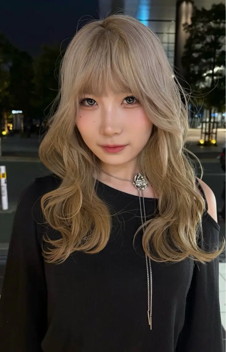 ロング カラー カット ヘアカラー トリートメント 大人韓国レイヤー🫧 暖色カラー/はるのヘアスタイル