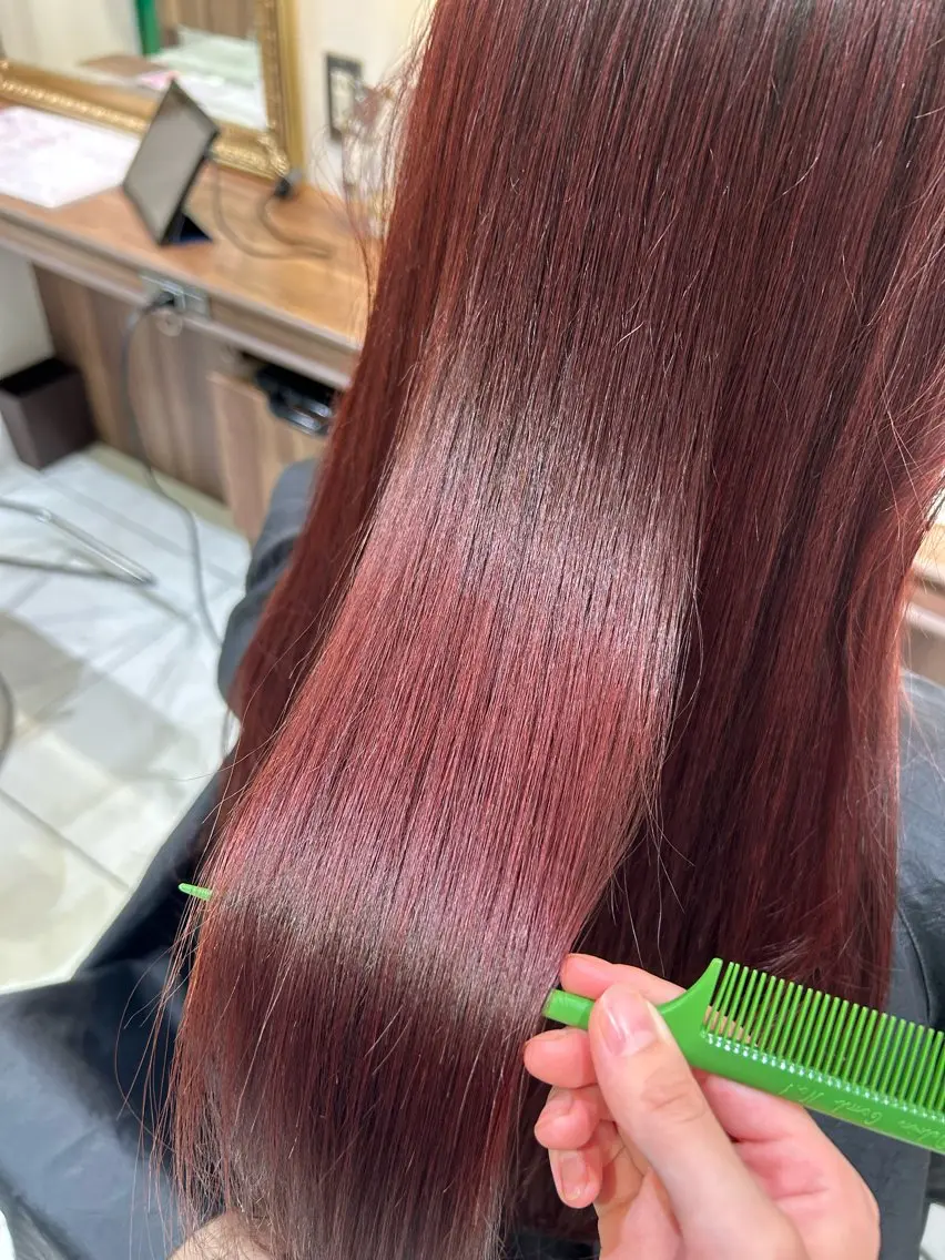 ロング カラー ブラウンカラー ピンクカラー ピンクブラウン 縮毛矯正 🫧モデル募集🫧 🌎Rino🔚のヘアスタイル