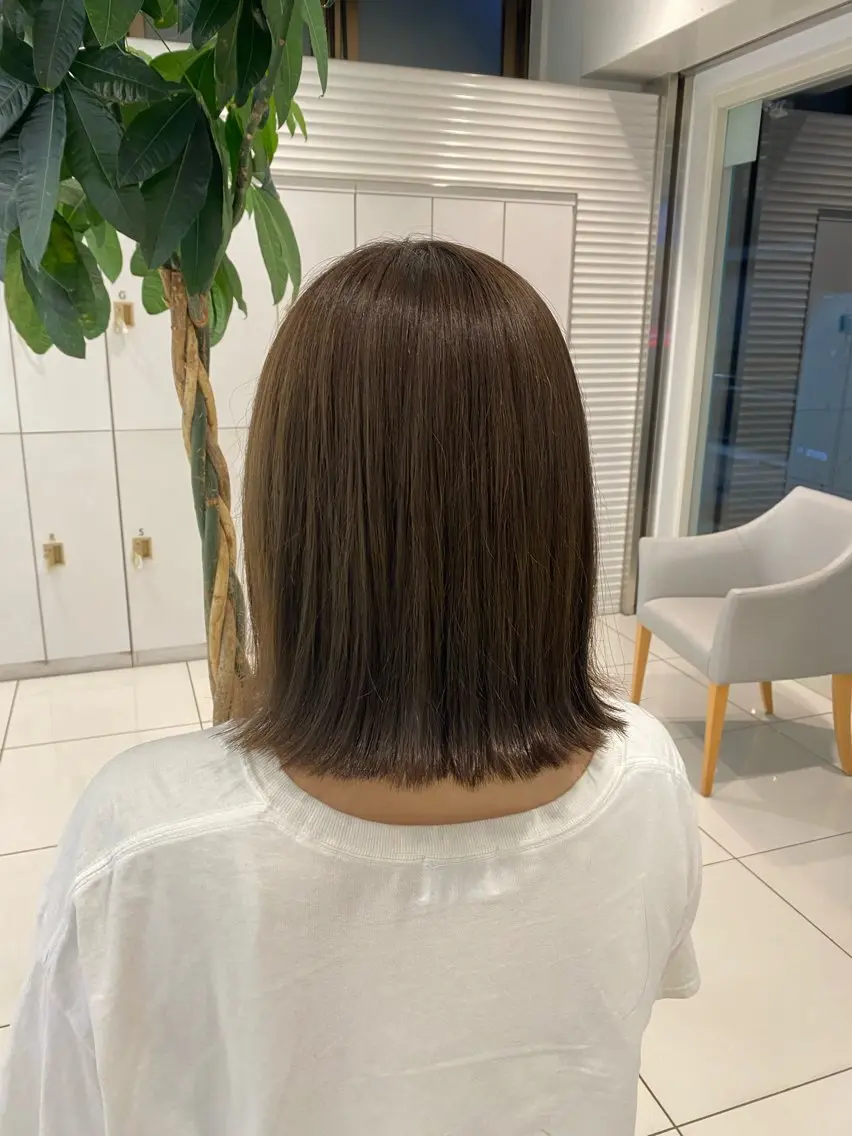 ミディアム カラー ベージュカラー オリーブベージュ ボブ 🎀TEN🎀 オリーブベージュのヘアスタイル