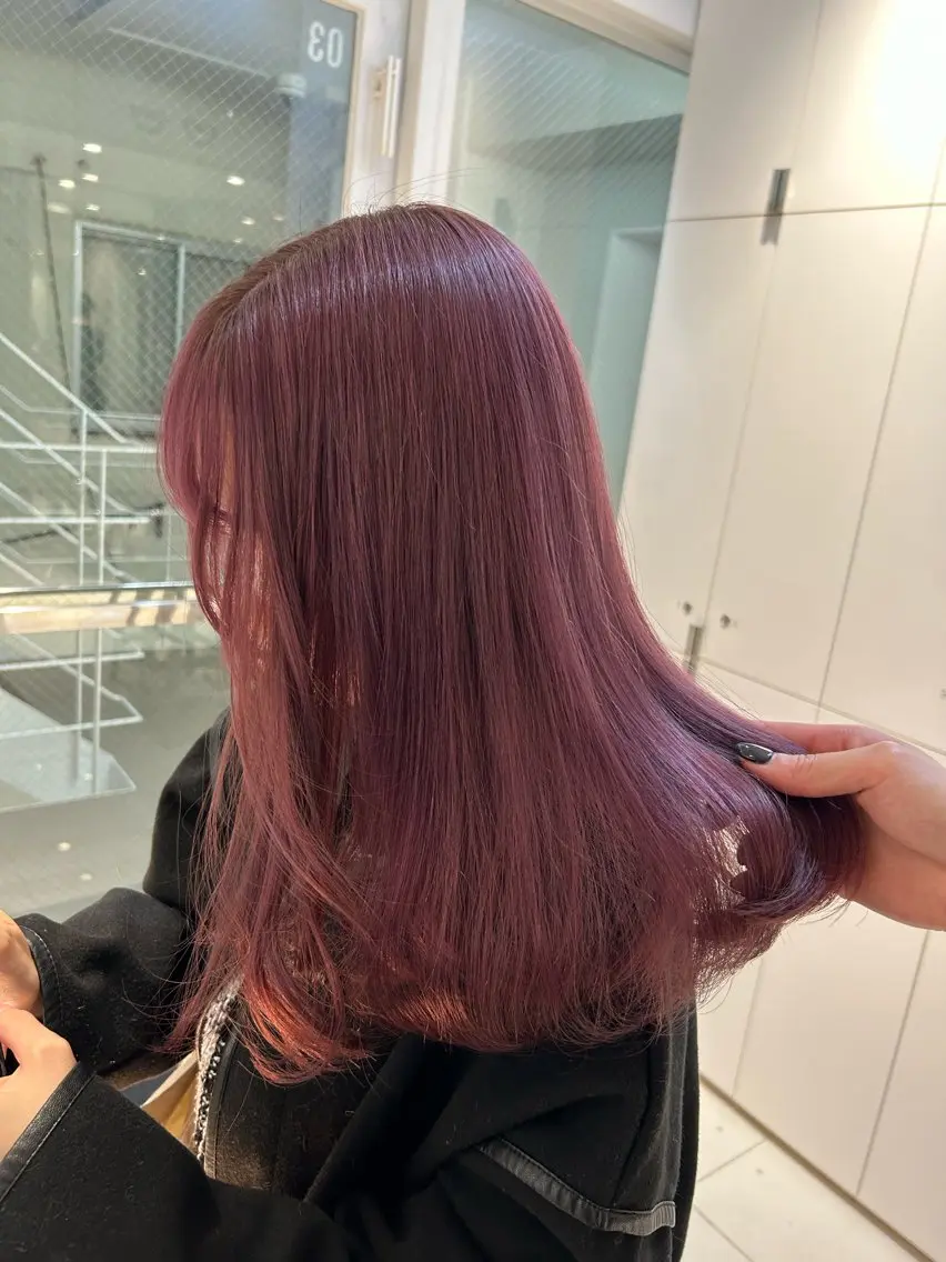 ミディアム カラー ヘアアレンジ ピンクカラー 《暖色/韓国hair 》🇰🇷桑原ユキネのヘアスタイル