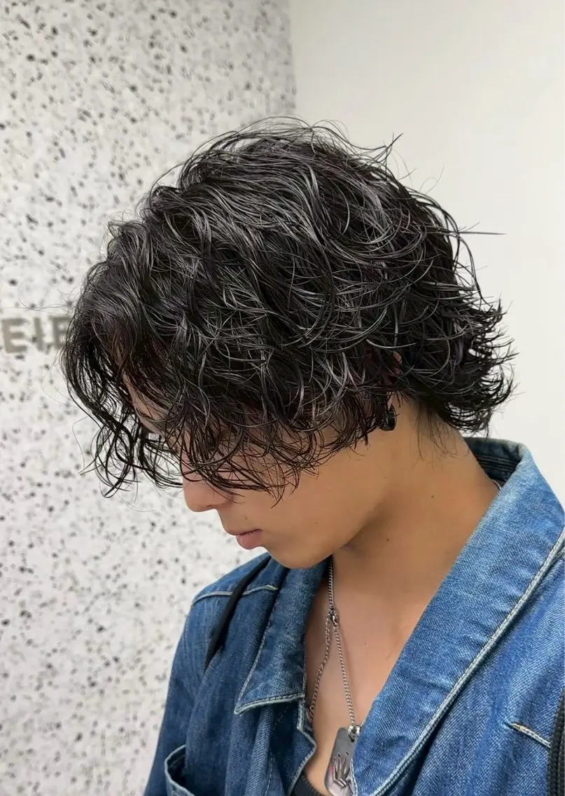 ショート カラー パーマ メンズ特化／ツイスパ ／波巻き／松本真生のヘアスタイル
