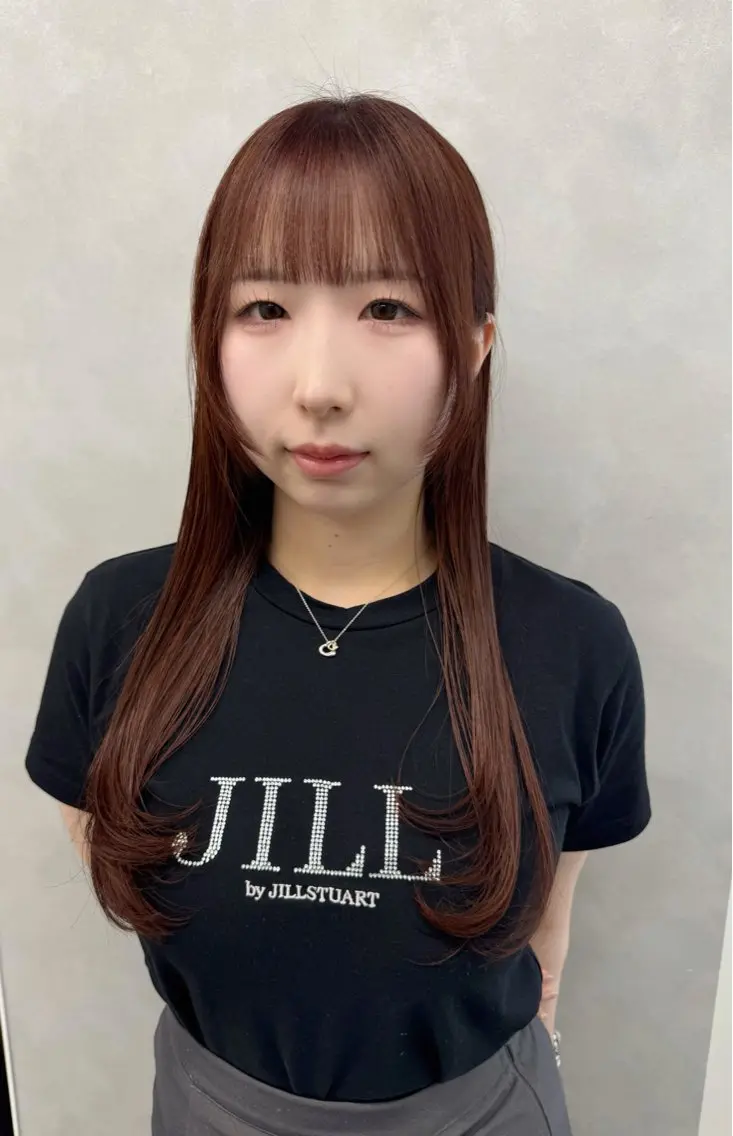 ロング カラー ブラウンカラー ピンクカラー ピンクブラウン 顔周りカット レイヤーカット カット ヘアカラー トリートメント 透明感カラー ボブ ミディアム 齊木勇人のヘアスタイル