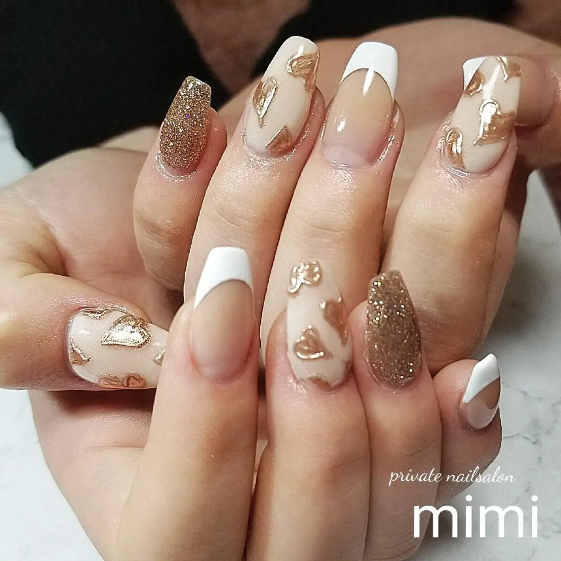 ネイル ハート ミラーネイル ハンドネイル 博多ネイル ｍｉｍｉのネイルデザイン