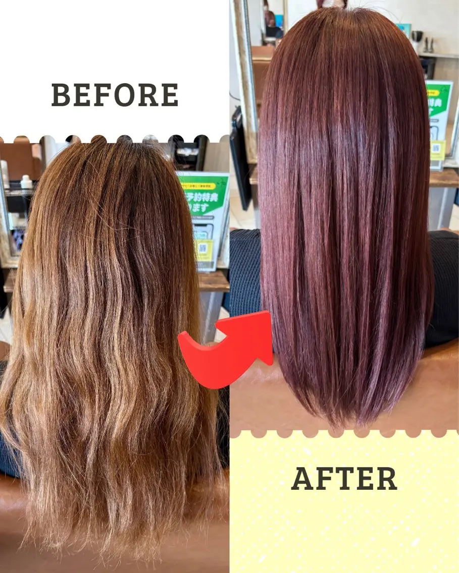 カラー ブリーチ ブラウンカラー ブリーチなしカラー ピンクカラー ヘアカラー 沖本 あやののヘアスタイル