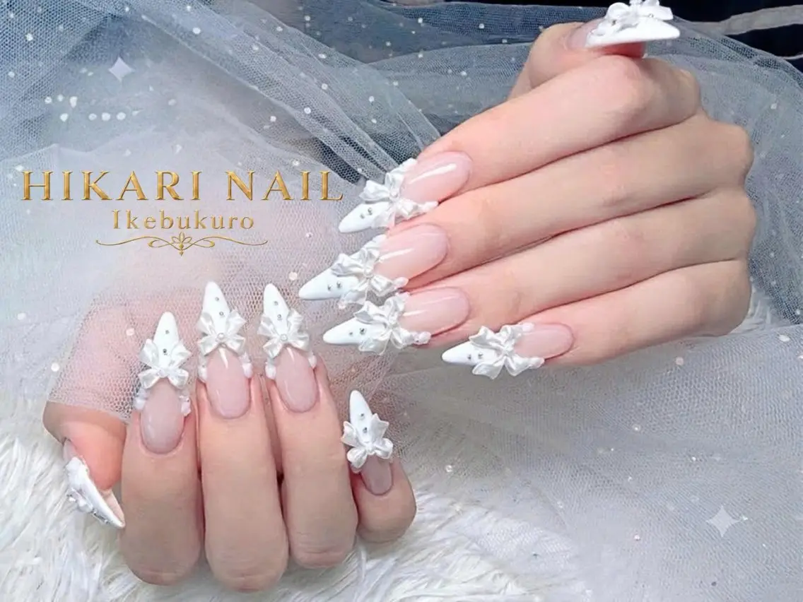 ネイル チークネイル 長さ出し フレンチネイル ガーリー ハロウィン ハンドネイル HikariNail Ikebukuroのネイルデザイン