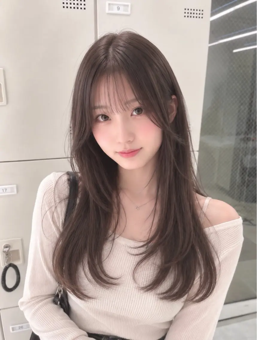 ロング カラー カット パーマ 藍斗│モテ透明感× 顔周りレイヤー🫧のヘアスタイル