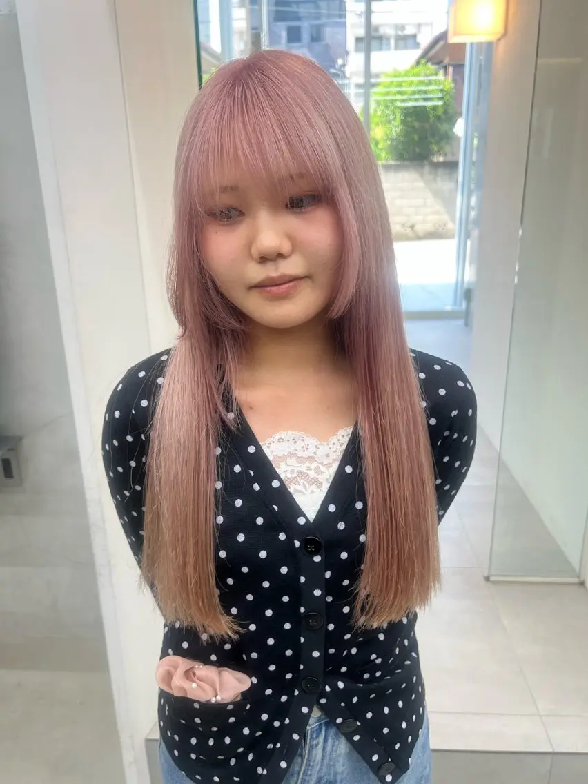 ロング カラー ブリーチ ブロンド ピンクカラー ヘアカラー 吉沢遣人/レイヤー 艶カラー/抜け感のヘアスタイル