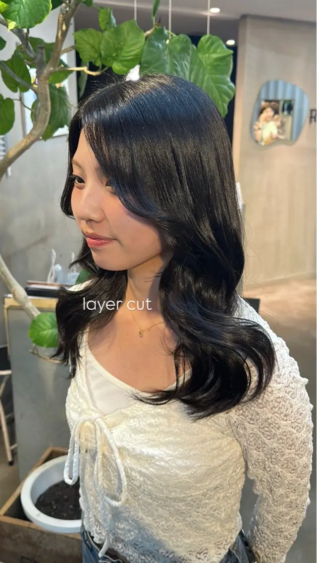 ロング レイヤーカット カット aimu/レイヤー/ カラー/髪質改善のヘアスタイル