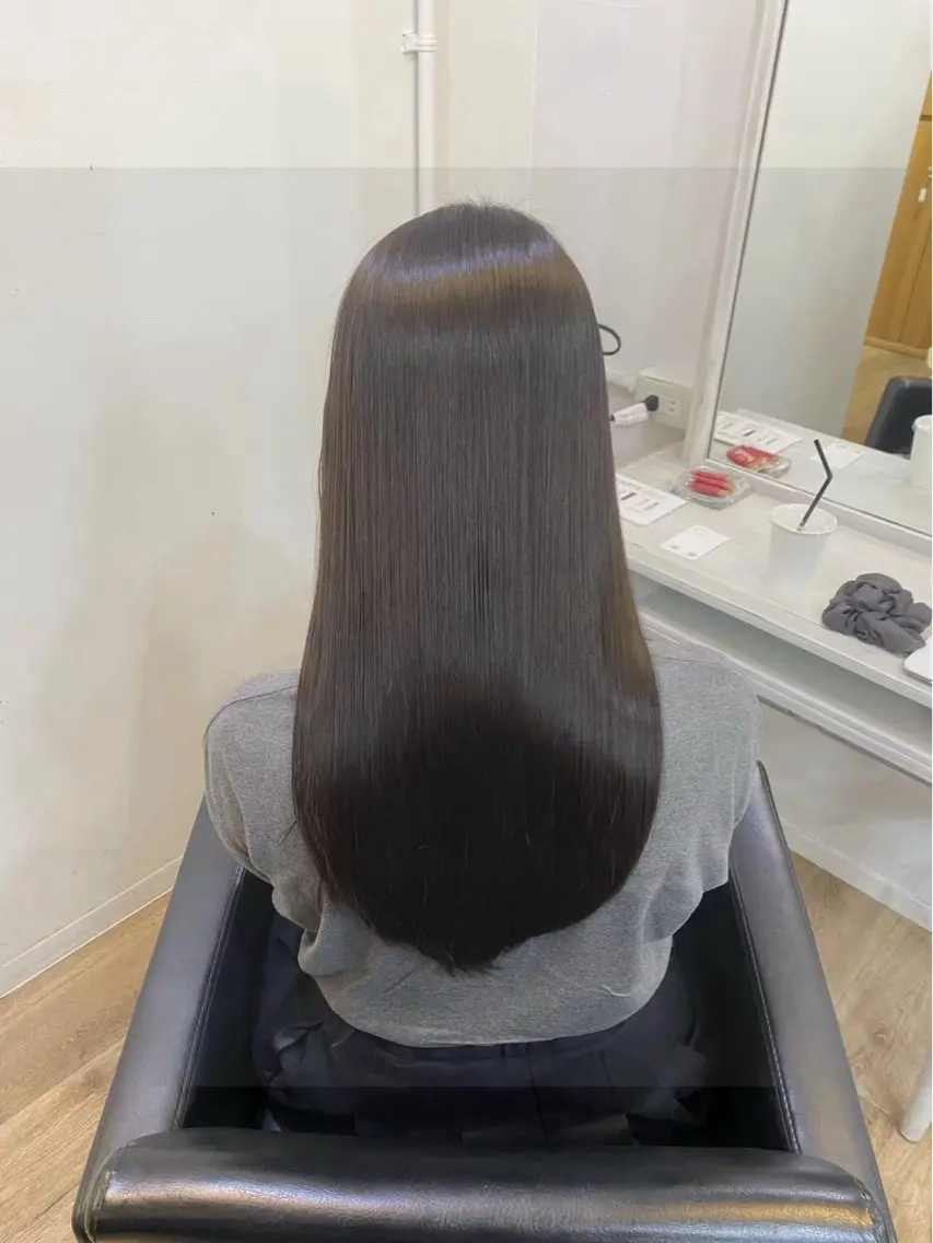 セミロング 縮毛矯正 トリートメント 心寧🍑🤍ྀི/ 透明感colorのヘアスタイル