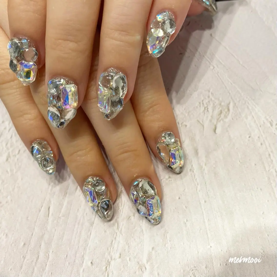 ネイル フレンチネイル キラキラネイル ロングネイル ピンク シンプルネイル mermooi nailのネイルデザイン