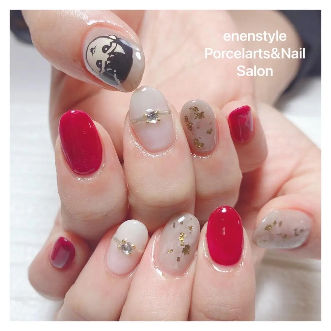 ミディアム ネイル アイブロウ 🐾enen style 🐾のネイルデザイン