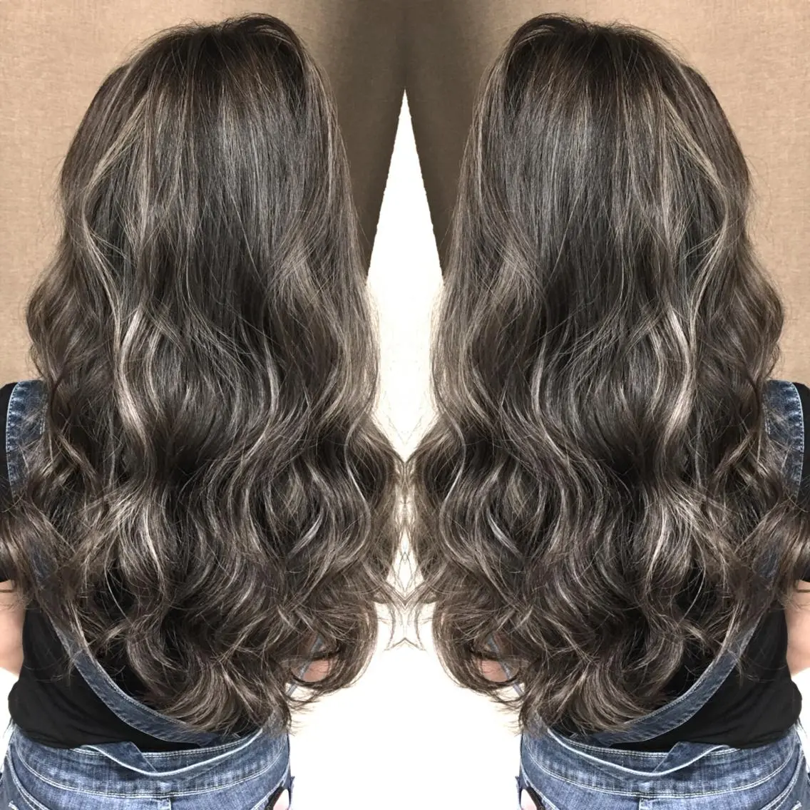 ロング カラー ハイライトカラー シルバー 3Dハイライト ハイライト ヘアカラー トリートメント 井上 一平のヘアスタイル