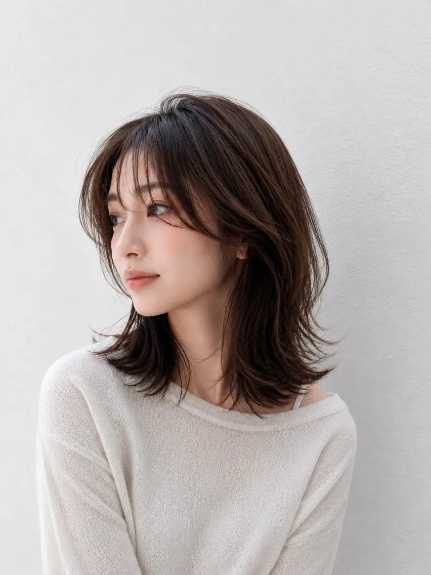 ミディアム カラー カット ヘアカラー トリートメント むっちー/超高濃度 水素髪質改善サロンのヘアスタイル