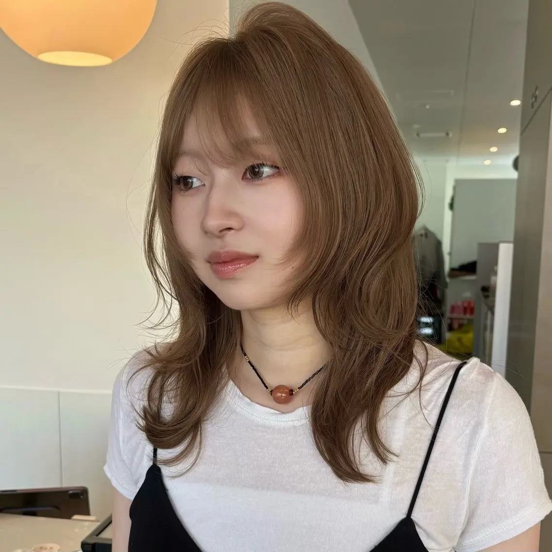 セミロング 顔まわりレイヤー レイヤーカット 小顔カット トリートメント ウルフカット カット ヘアカラー レイヤーカット矢場町 /Shizuki🦤のヘアスタイル