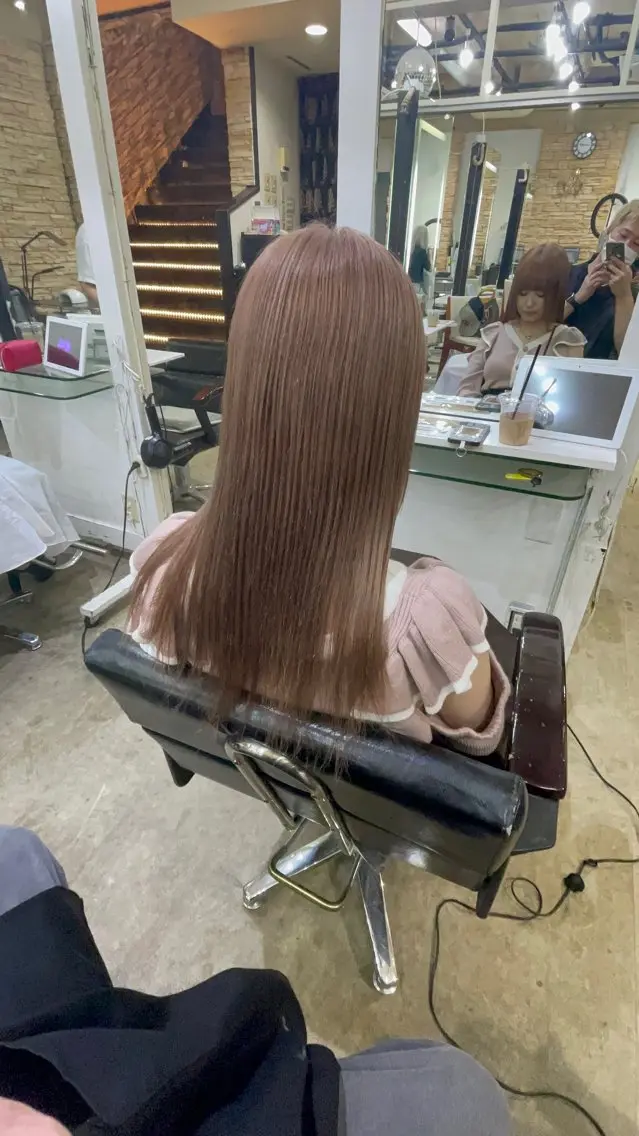 セミロング カラー ブリーチ ケアブリーチ ヘアカラー トリートメント ヘアセット PSY【サイ】 /池袋/RYUSEIのヘアスタイル