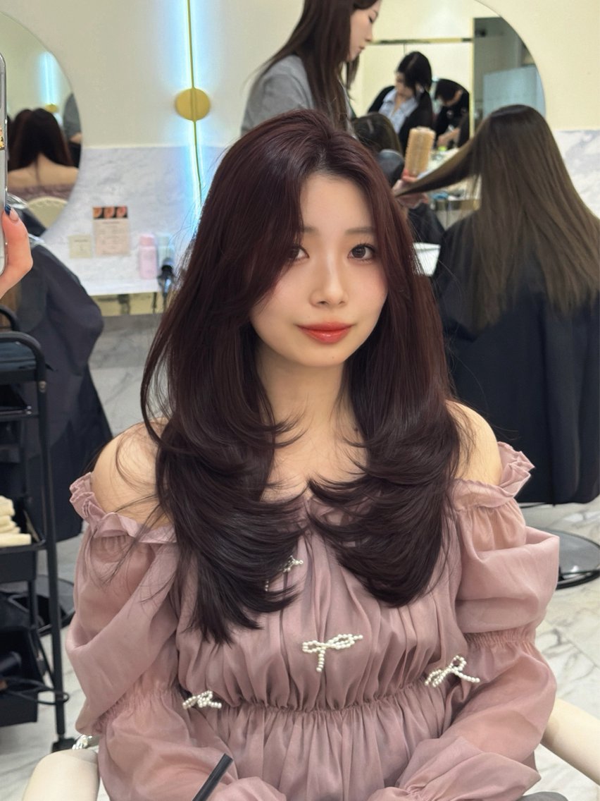 ロング カット ヘアカラー トリートメント hiyori🎀 韓国レイヤーのヘアスタイル