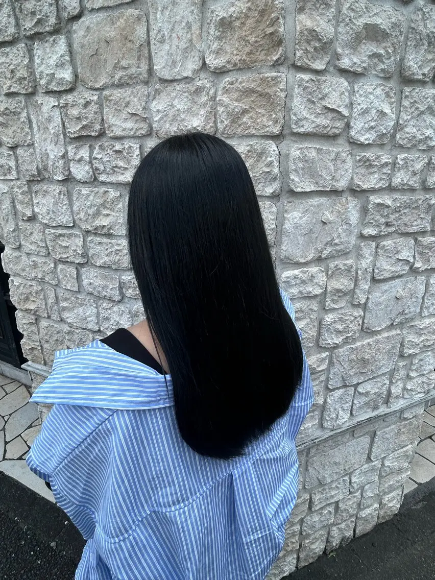 カラー 黒髪 ブルーカラー ブルーブラック 透明感カラー イルミナカラー 玉寄 きらのヘアスタイル