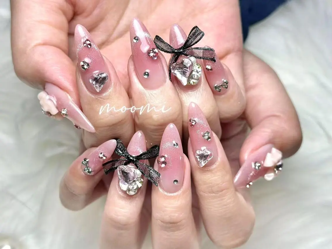ネイル 長さ出し ジェルネイル グラデーション 韓国ネイル マグネットネイル moomi nail スカルプ専門のネイルデザイン